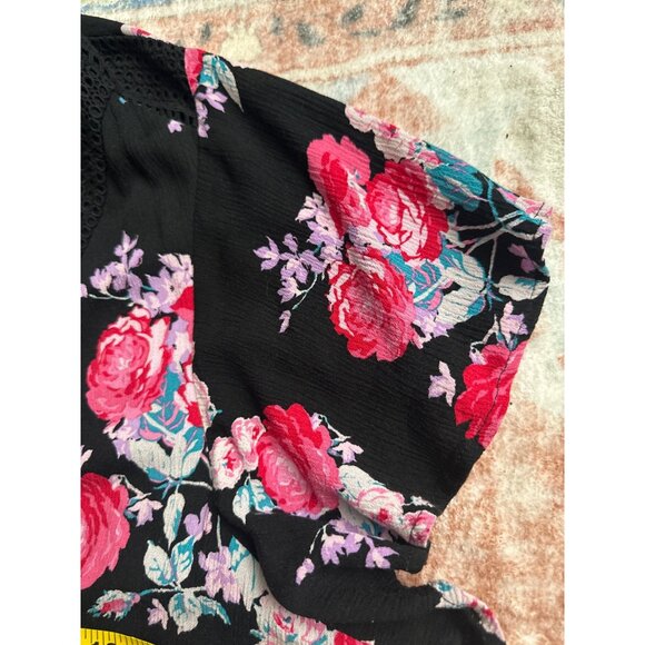 Torrid Black Floral Lace-Up Dress Womens Plus Size 6 Dark Cottage Whimsigoth - Picture 5 of 16